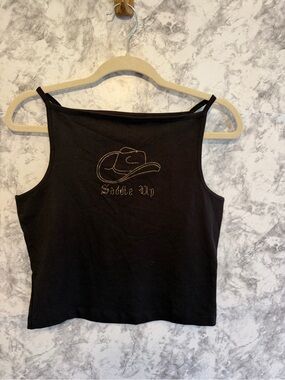 Ecote Black Rhinestone Cowgirl Tank Top